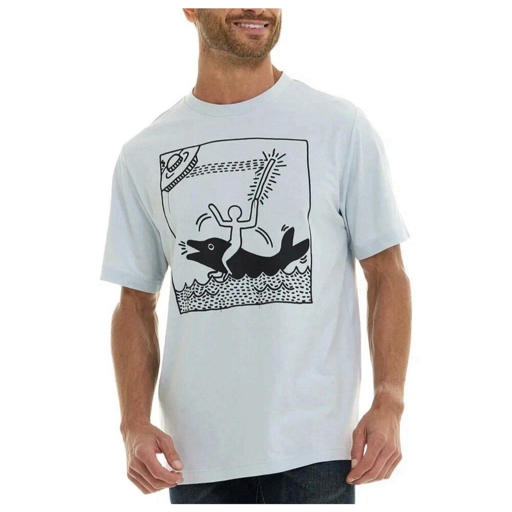Size 2XL Keith Haring Mens T-Shirt "Man on Dolphin" Short Sleeve Graphic Tee NEW
